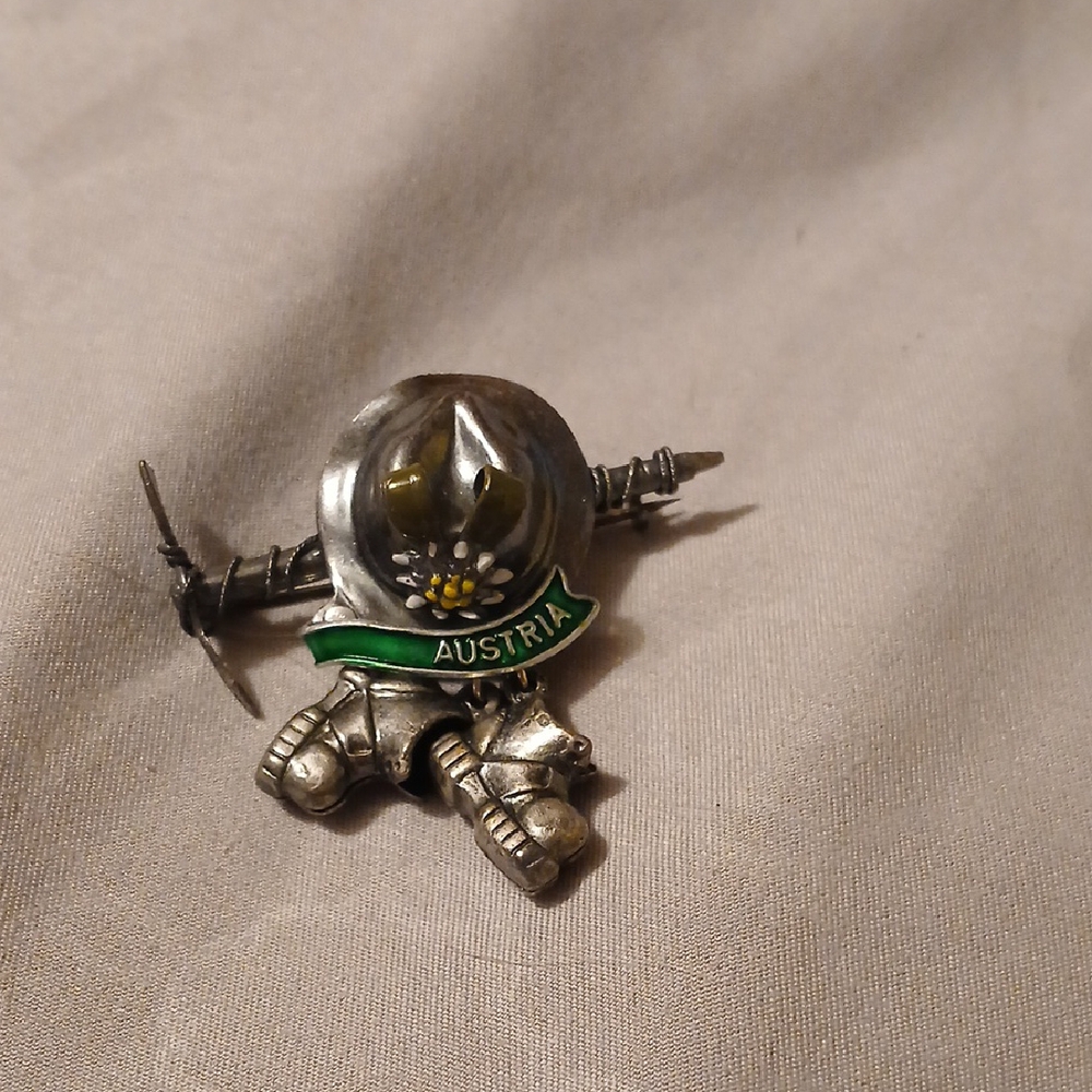 Austria Souvenir Pin with Silver and Green Accents